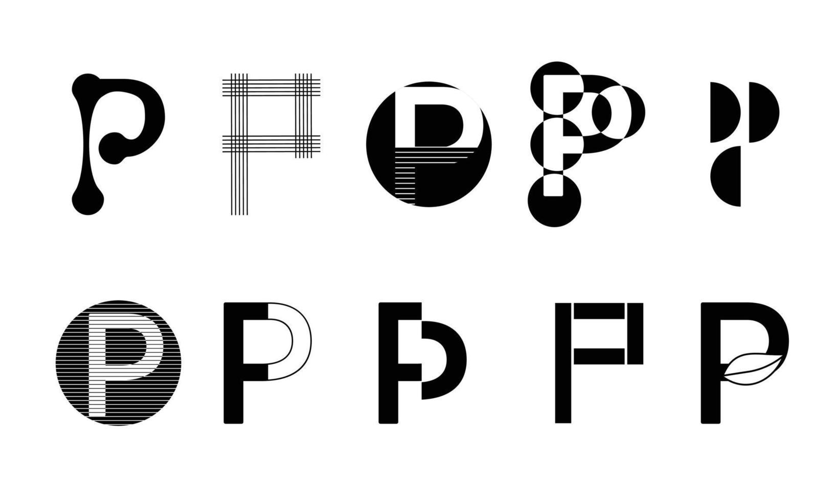 monograma definir logotipos com a letra p, coleção vetor
