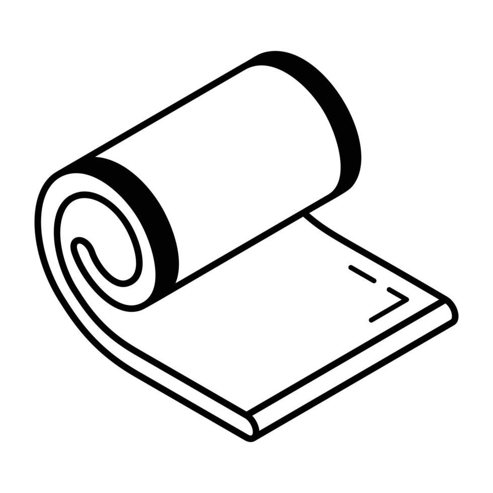 um ícone isométrico de linha de rolo de papel vetor