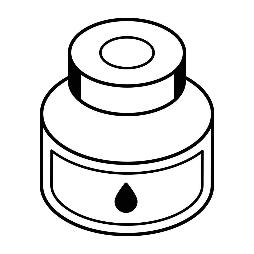 um ícone de linha isométrica de garrafa de tinta vetor