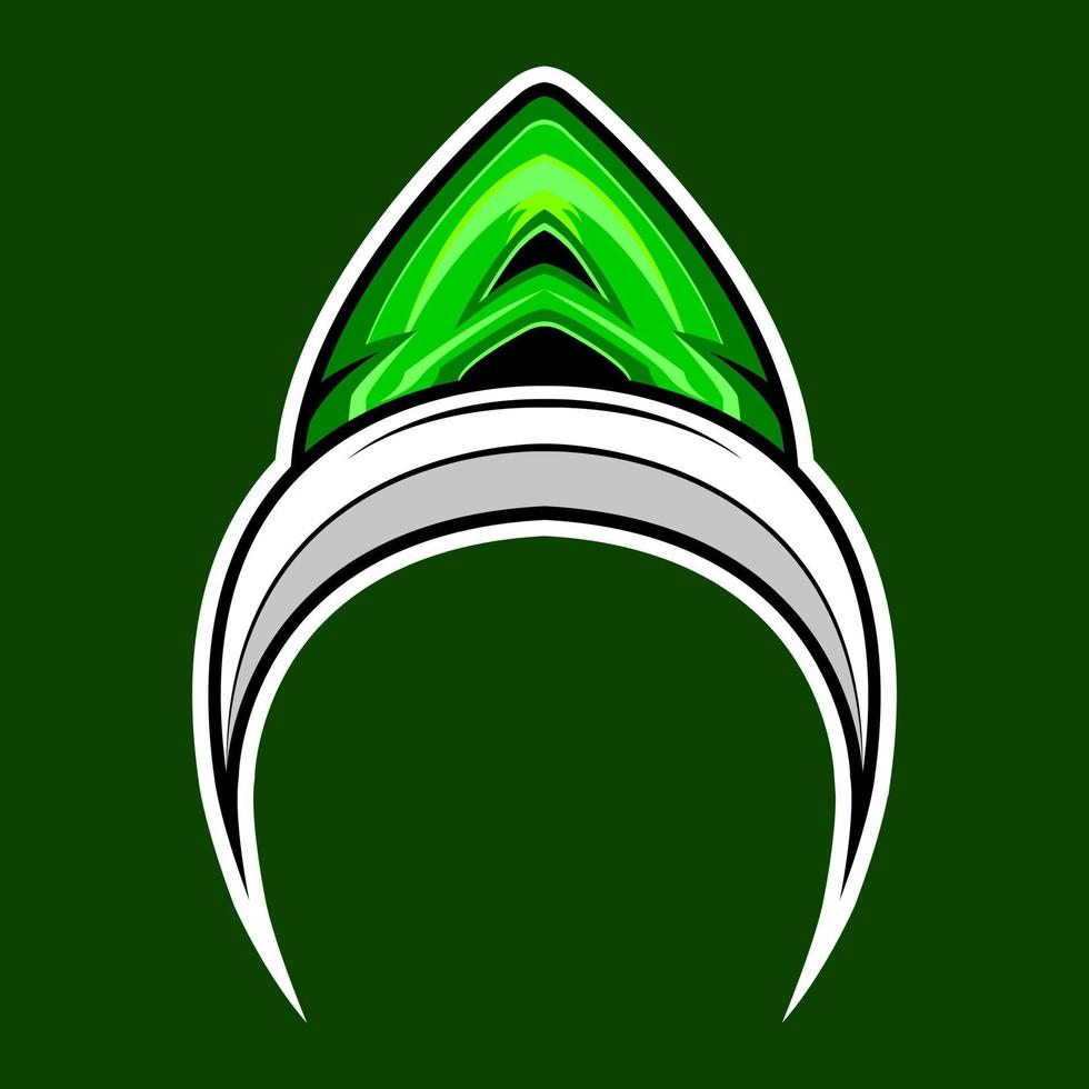 inicial de um design de logotipo de vetor esport na cor verde com ilustração do conceito de lua ou foguete