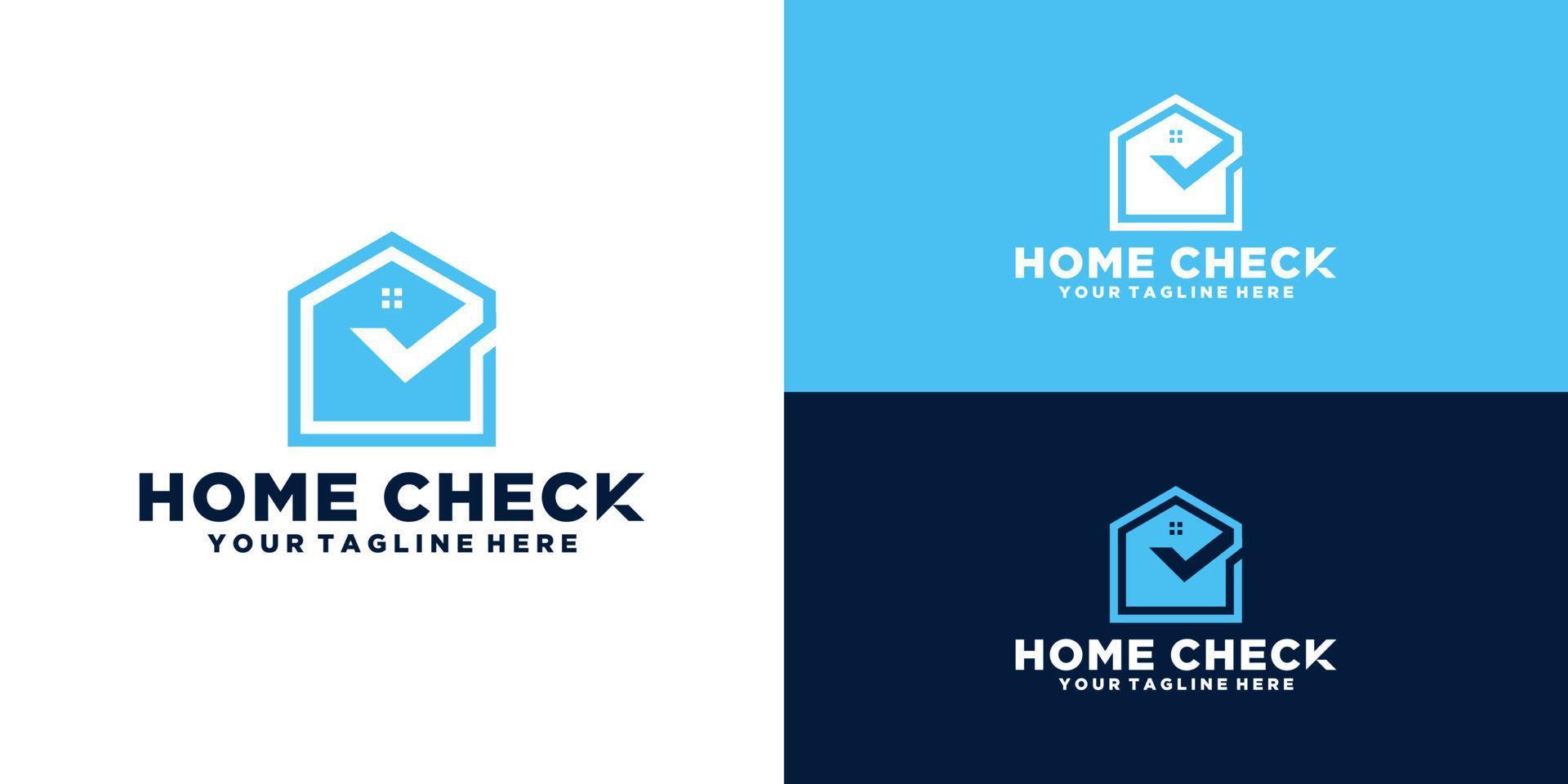 design de logotipo de cheque em casa, logotipo de compra de casa, investimento em casa vetor