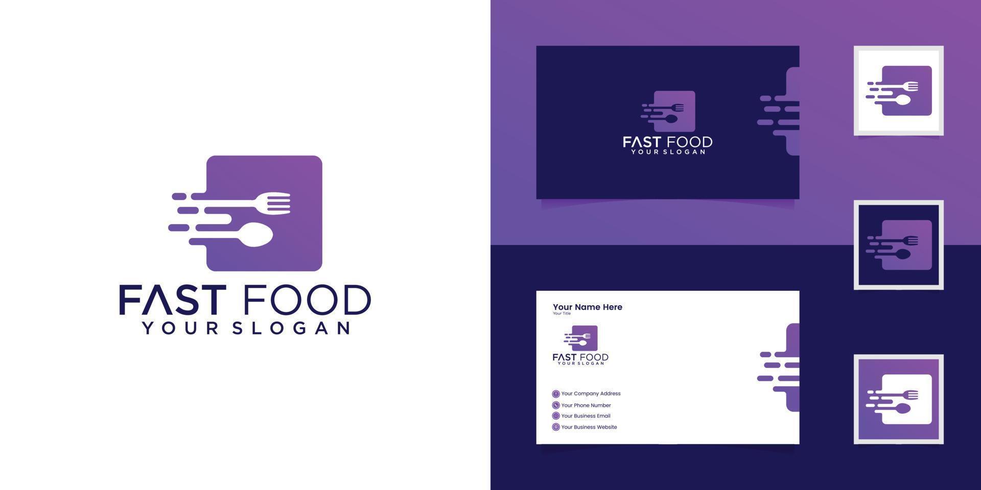 logotipo de comida modelo de design de resposta rápida rápida e cartão de visita vetor