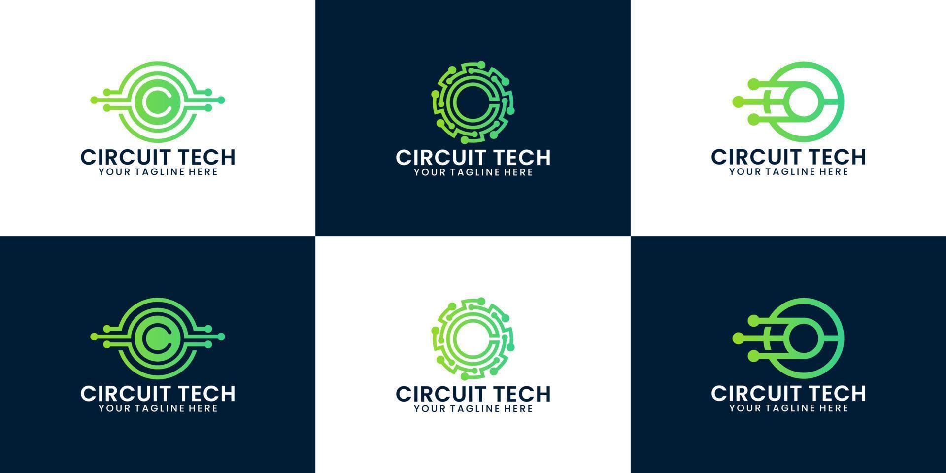 inspiração do logotipo da tecnologia de circuito, tecnologia de torção e conexão de dados vetor