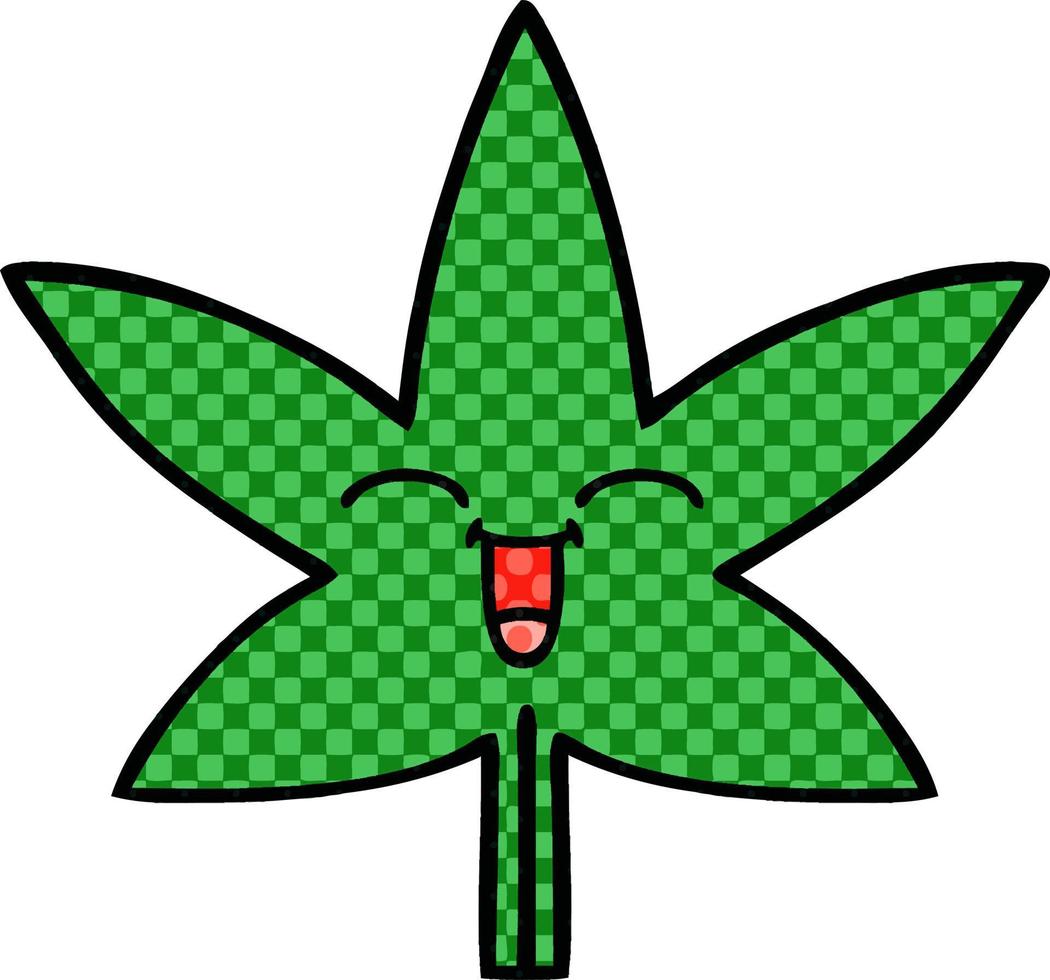 folha de maconha de desenho animado estilo quadrinhos vetor