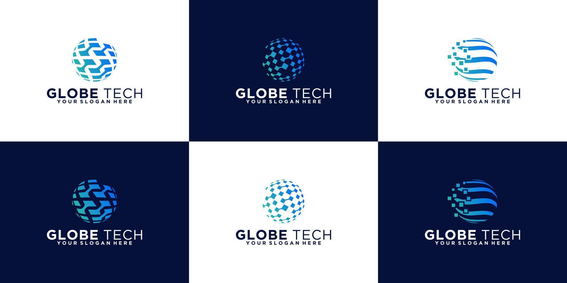 coleção de designs de logotipo de globo abstrato. ícone para negócios digitais, tecnologia. vetor