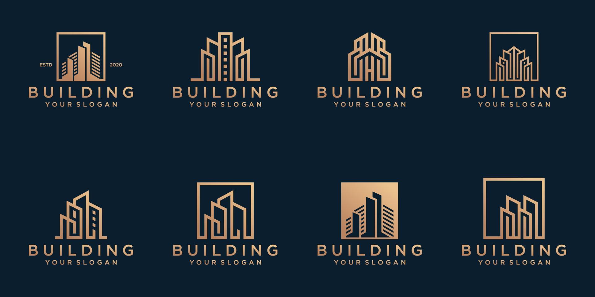conjunto de modelo de logotipo de construção abstrata vetor