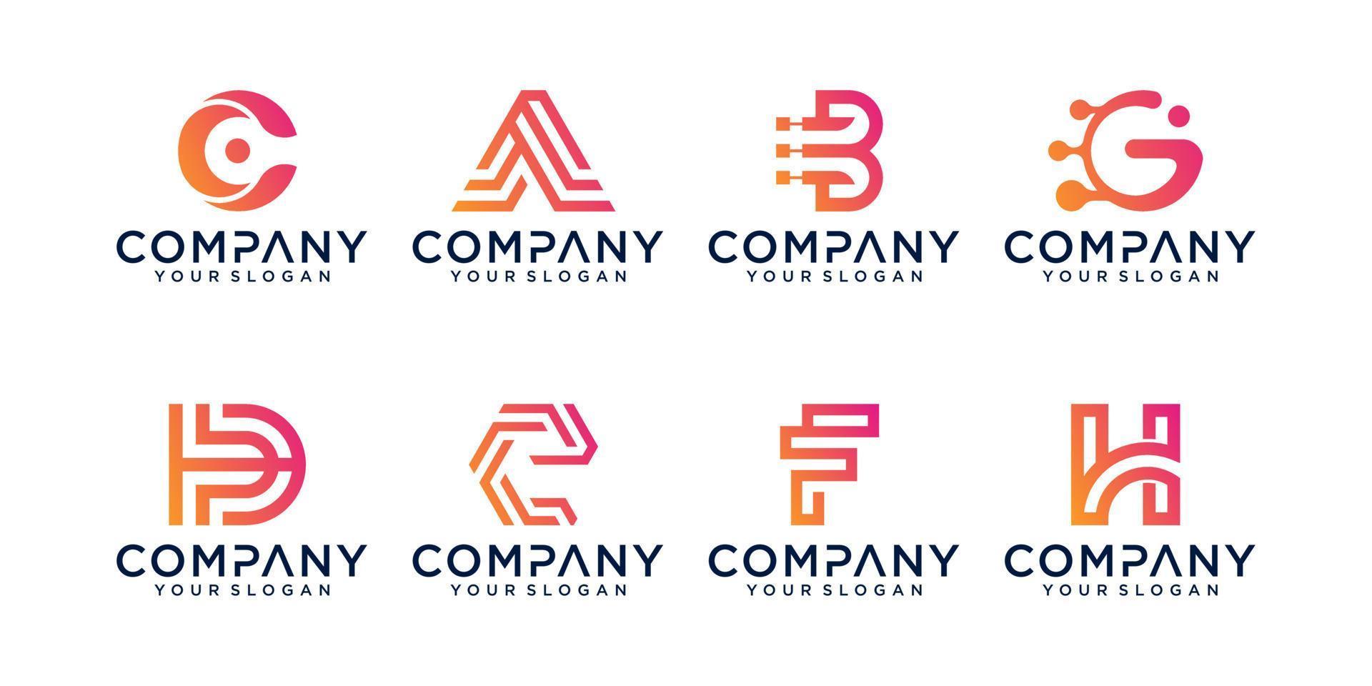 conjunto de modelo de design de logotipo de letra inicial abstrata. ícones para negócios de luxo, elegantes, simples vetor