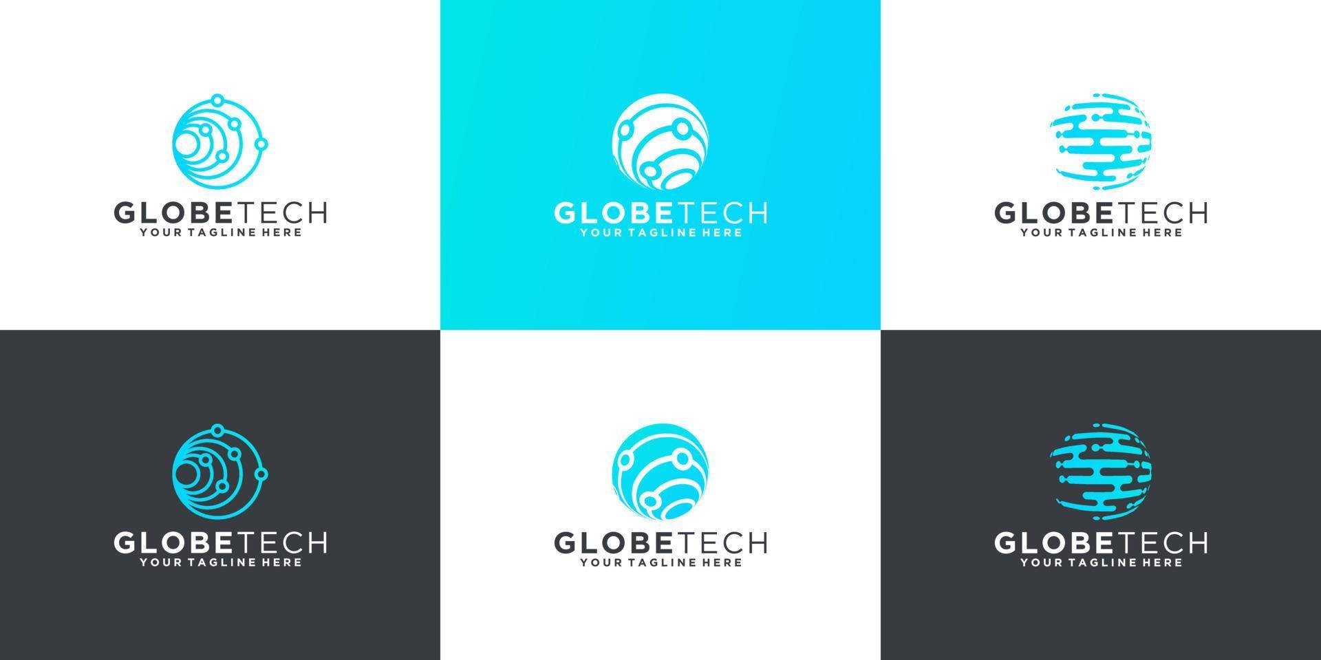 conjunto de modelo de design de logotipo de globo abstrato vetor