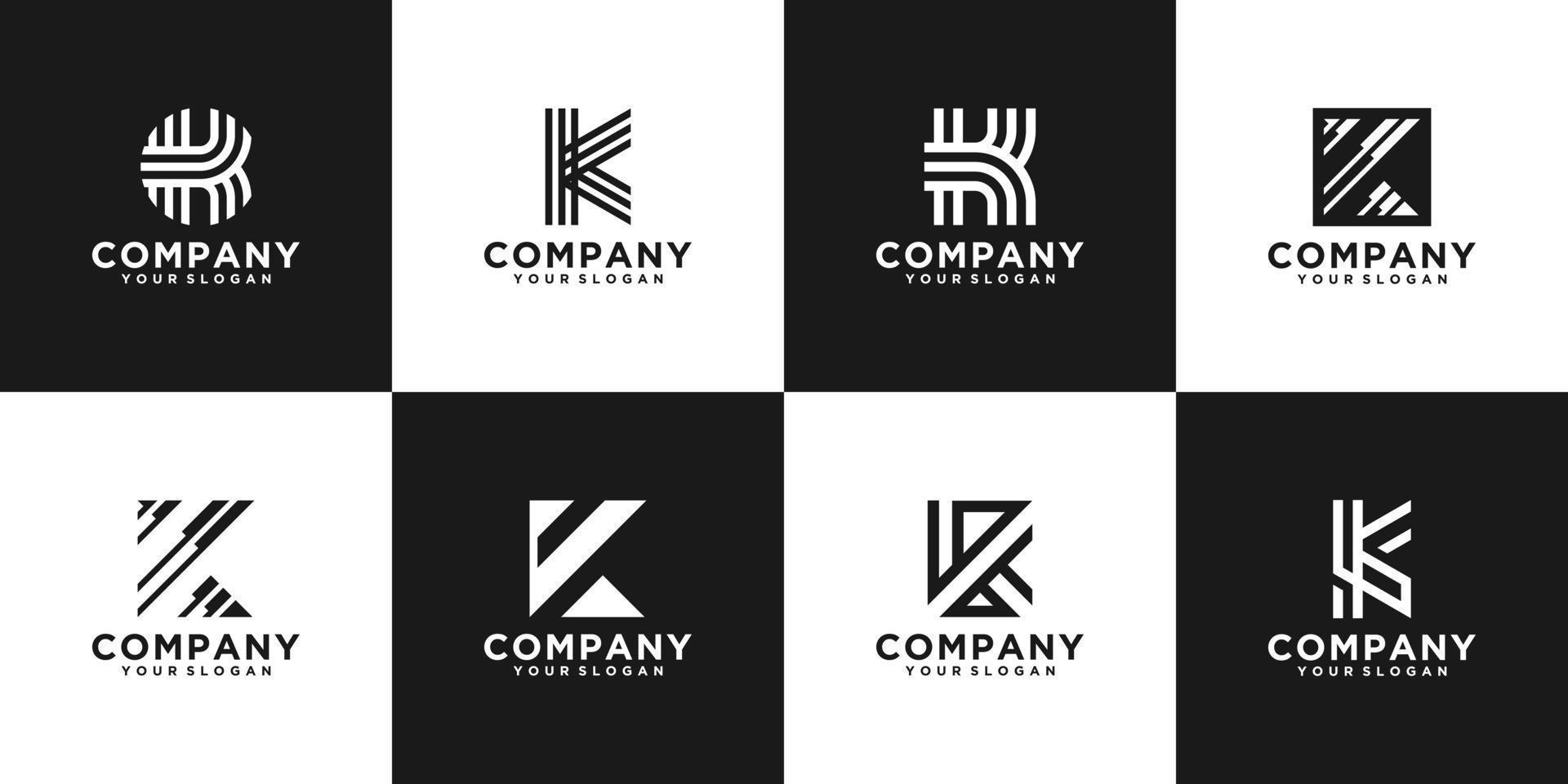 conjunto de coleção de design de logotipo de letra k criativa para consultoria, iniciais, empresas financeiras vetor