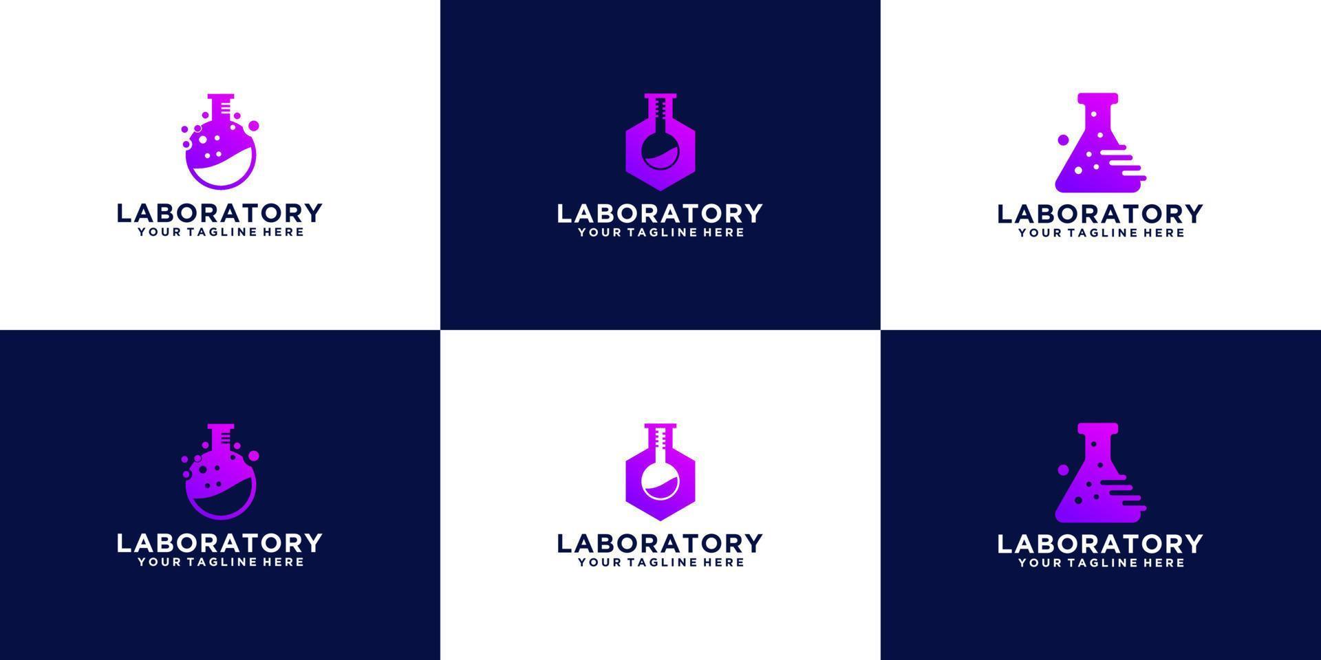 coleção de logotipo de pixel de vidro de laboratório abstrato vetor