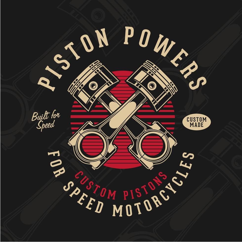 emblema de pistões de moto vintage vetor