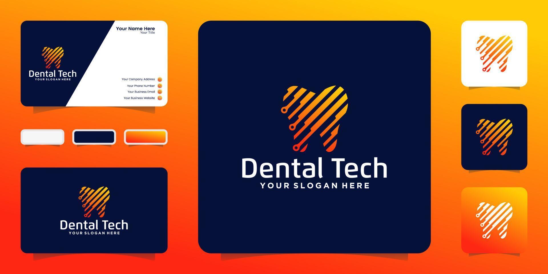logotipo de tecnologia odontológica logotipo de odontologia moderno, simples e exclusivo. adequado para ortodontia cosmética, clínica de dentista vetor