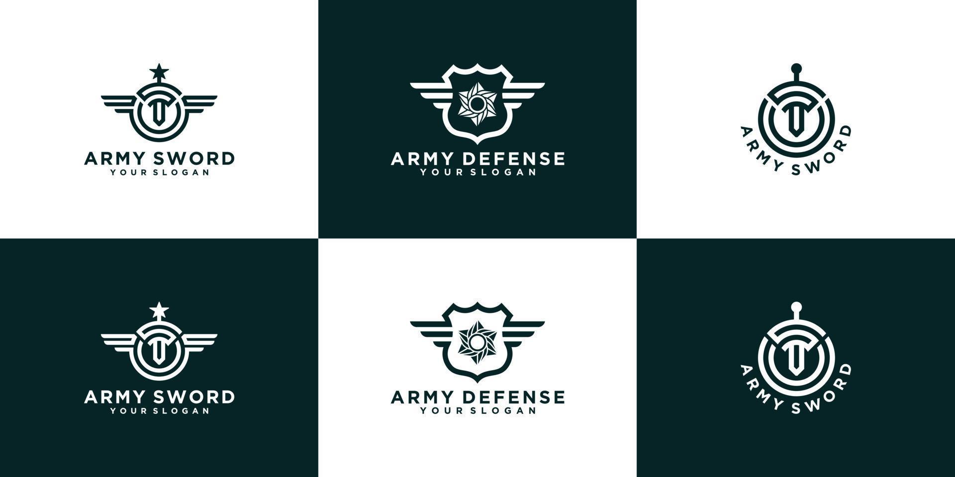 coleção de logotipo de defesa do exército militar vetor