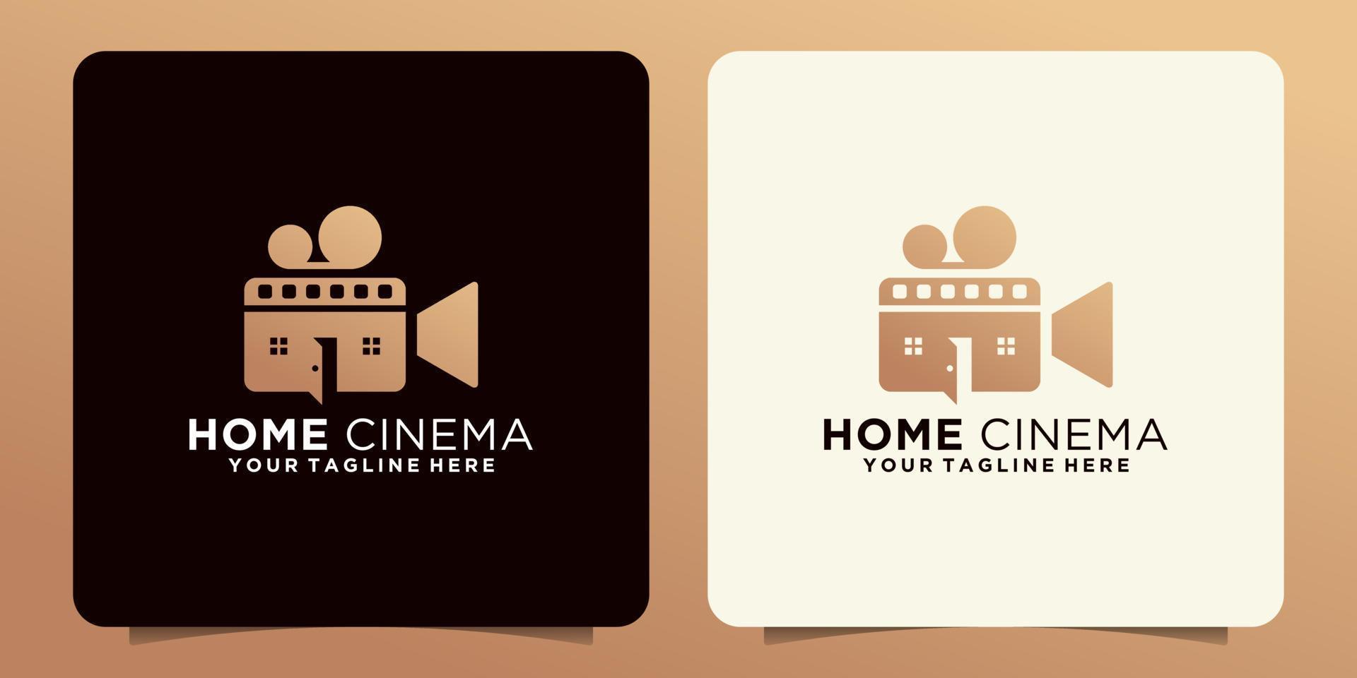 logotipo do cinema de filme e espaço negativo para a porta da casa, vetor