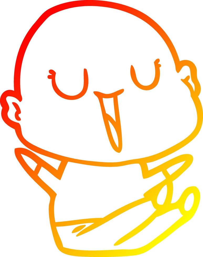 linha de gradiente quente desenhando homem careca de desenho animado feliz vetor