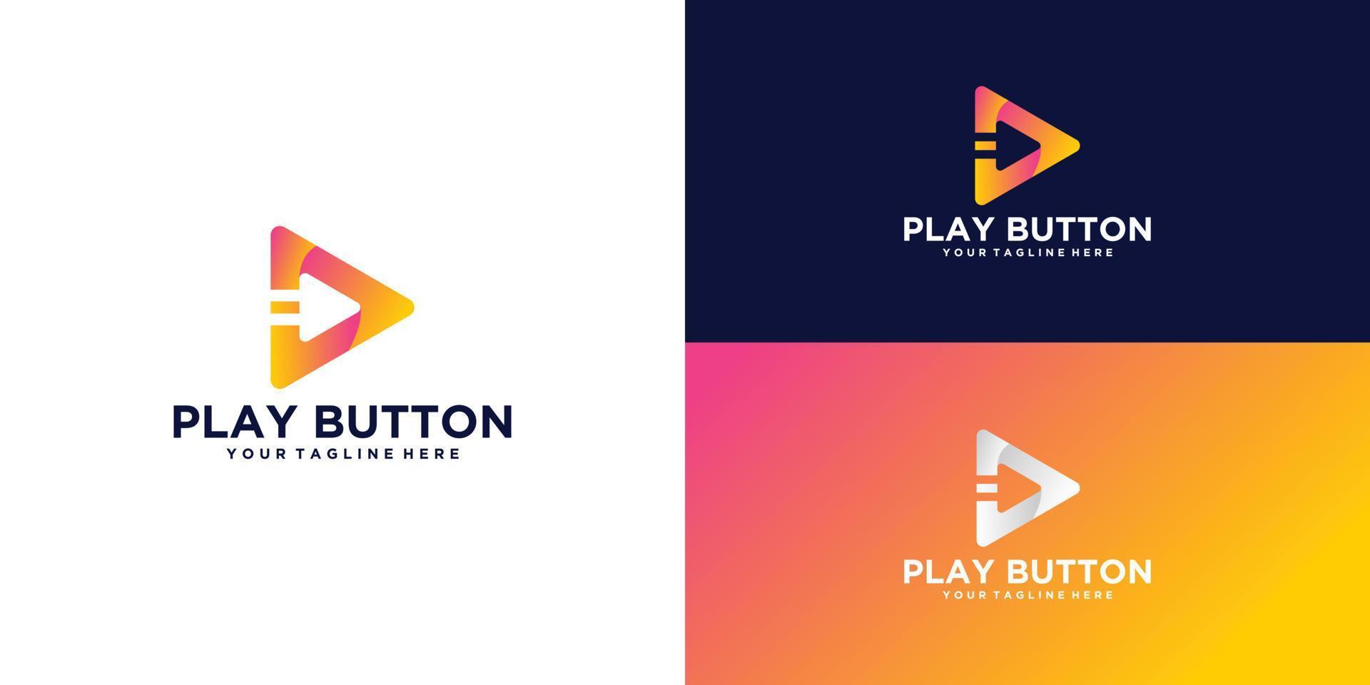 logotipo de design de botão de reprodução de música com seta vetor