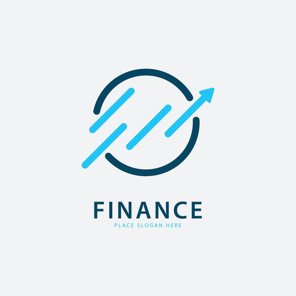 ícone de vetor de modelo de design de logotipo de gráfico financeiro em forma de seta circular, logotipo de ilustração simples para empresa financeira. fundo azul