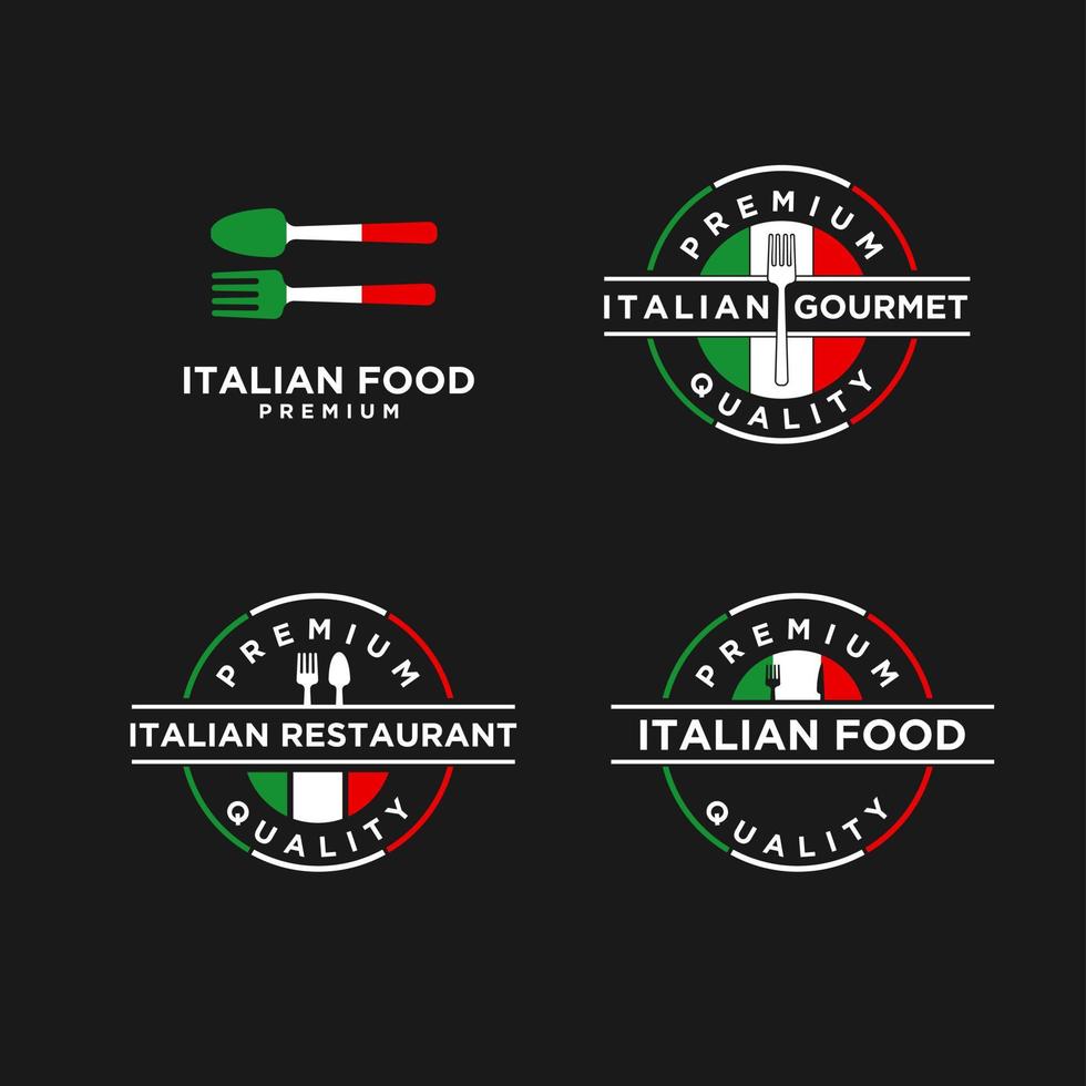 conjunto de ilustração de design de logotipo de vetor de comida italiana