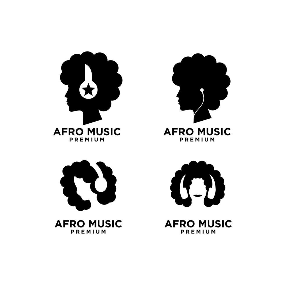 definir coleção de design de logotipo de vetor de música afro