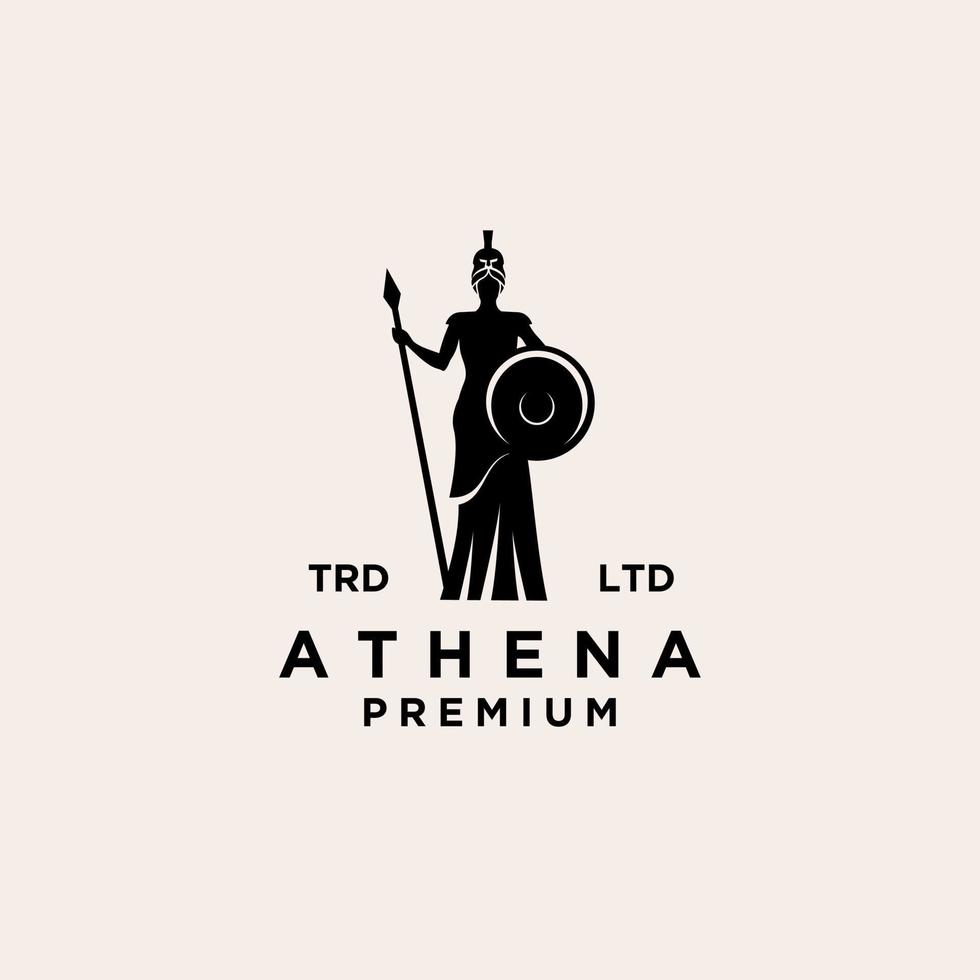 design de logotipo preto deusa athena premium vetor