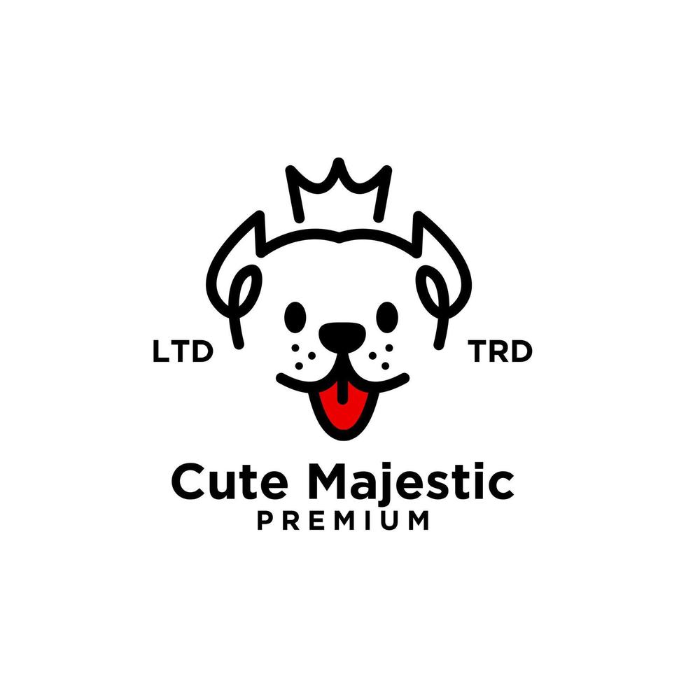 design de logotipo de vetor de arte de linha de cabeça de cão rei