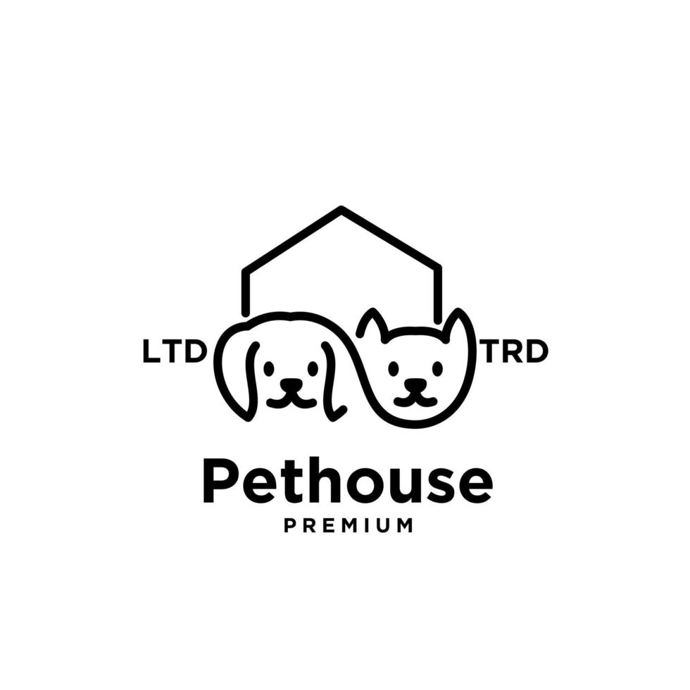 design de logotipo de vetor de arte de linha de casa de cachorro