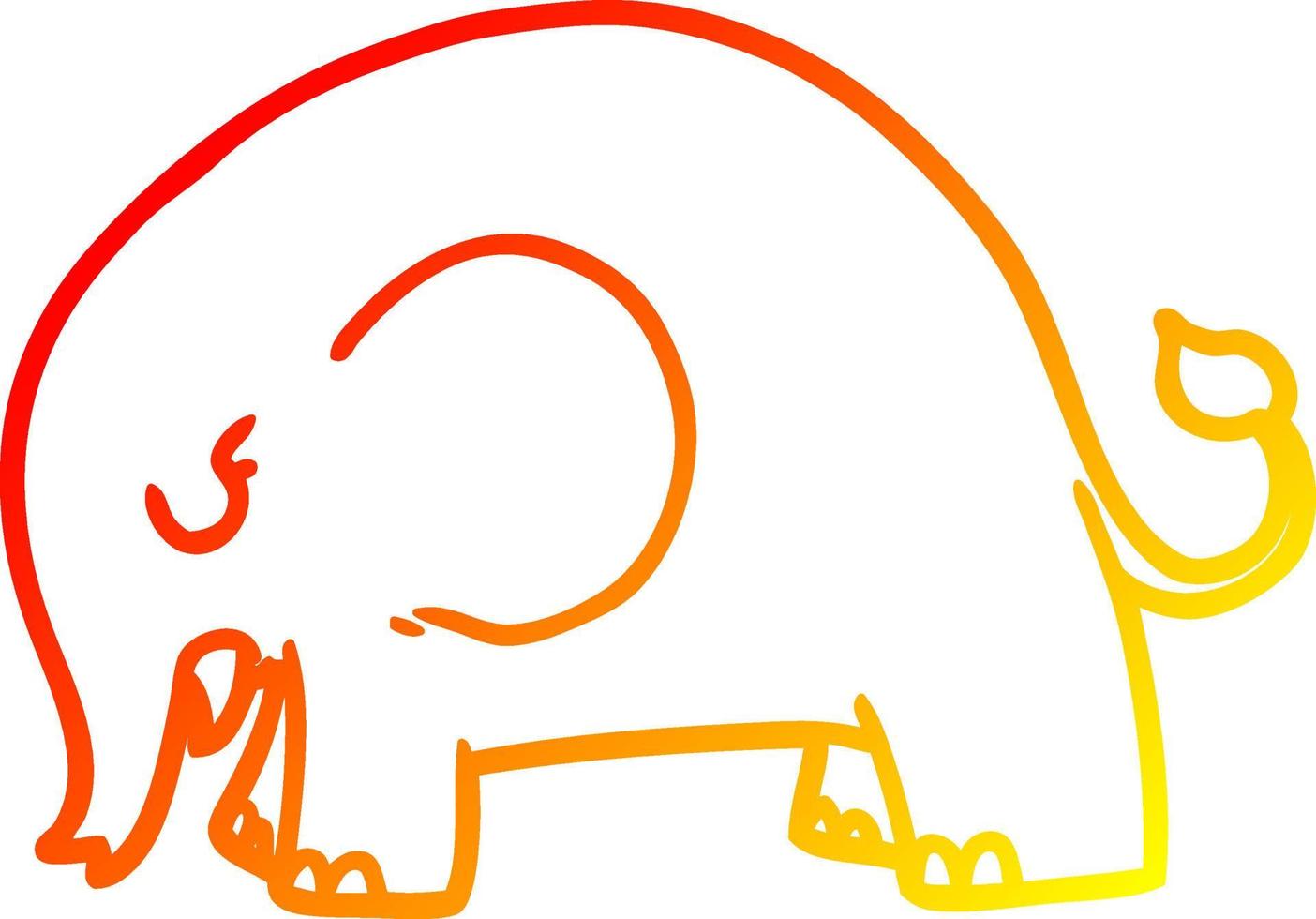 linha de gradiente quente desenhando elefante fofo de desenho animado vetor