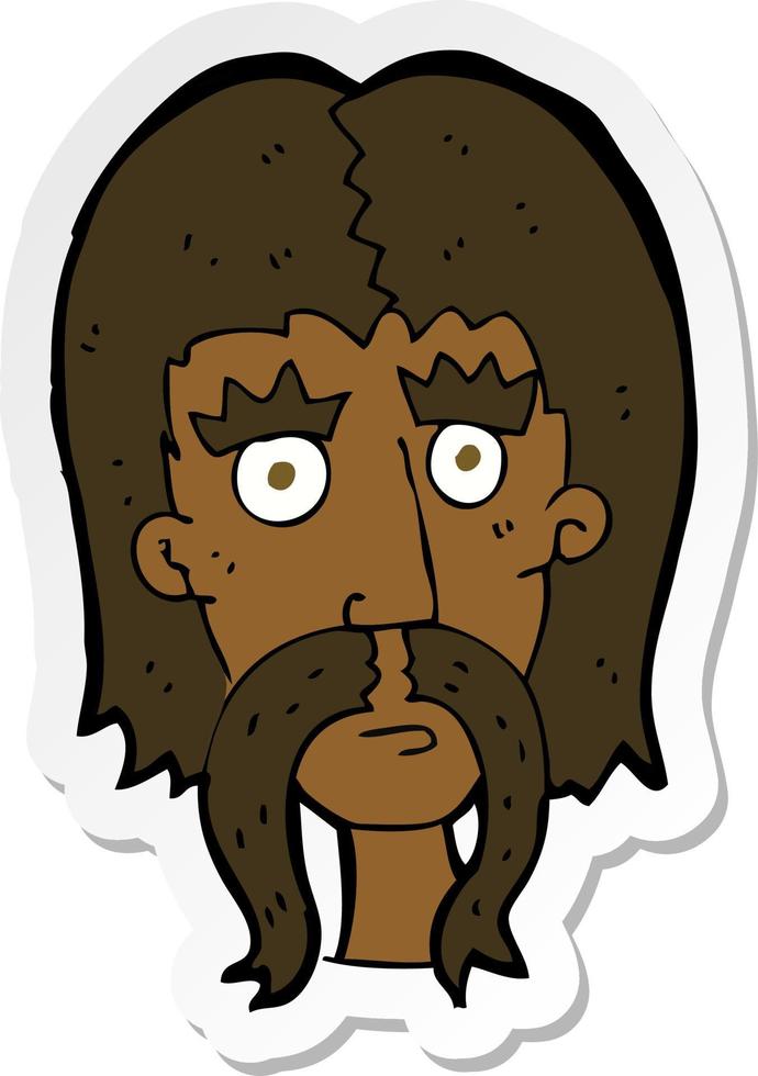 adesivo de um homem de desenho animado com bigode longo vetor