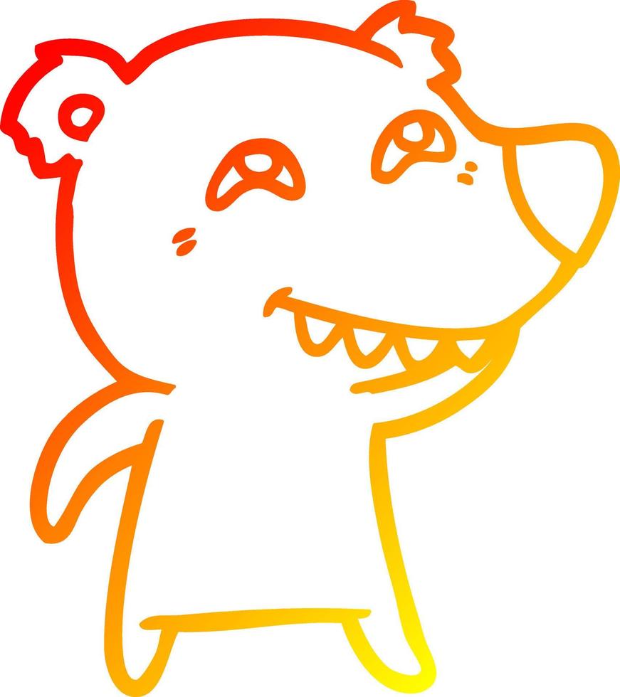 desenho de linha de gradiente quente desenho de urso polar mostrando os dentes vetor