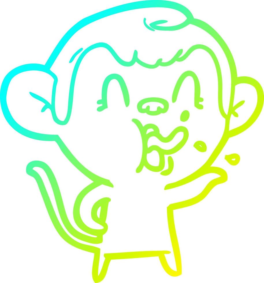 linha de gradiente frio desenhando macaco de desenho animado louco vetor