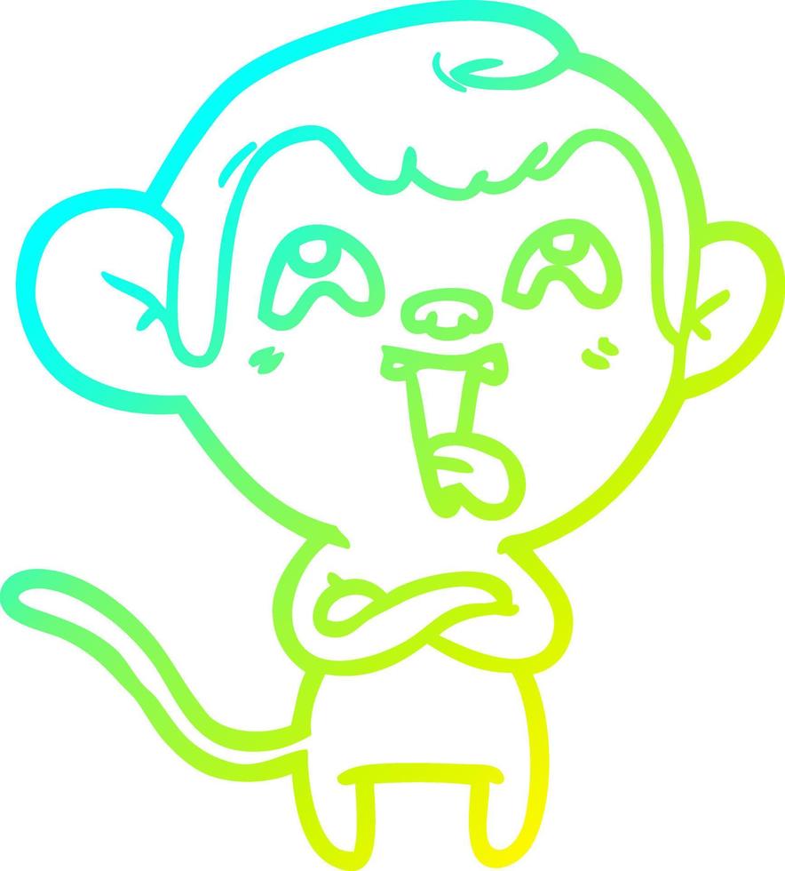 linha de gradiente frio desenhando macaco de desenho animado louco vetor