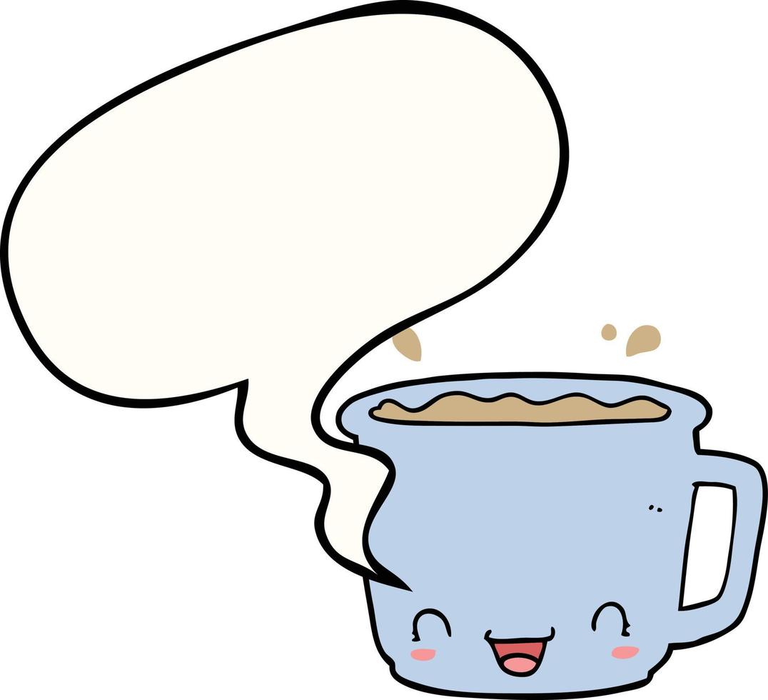 xícara de café e balão de desenho animado vetor