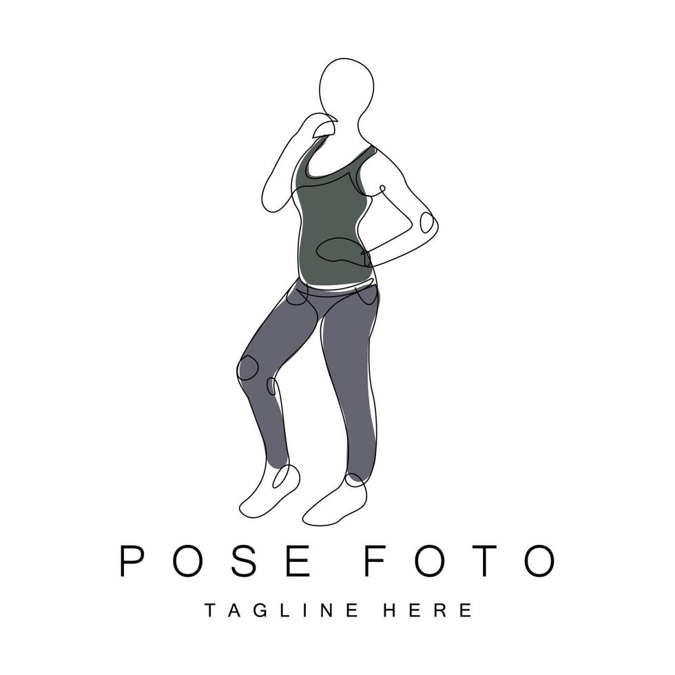 design de logotipo de pose de selfie de mulher, ilustração vetorial de estilo de foto vetor