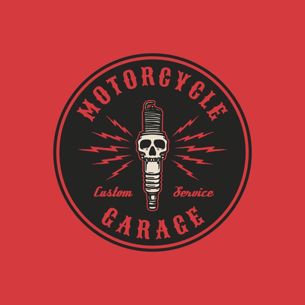 estilo vintage desenhado à mão de distintivo de logotipo de motocicleta e garagem vetor