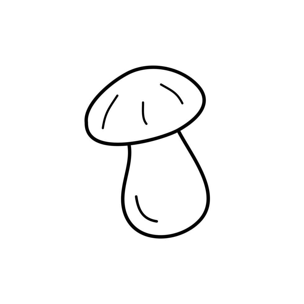 um cogumelo gordo branco em estilo doodle em preto. vetor