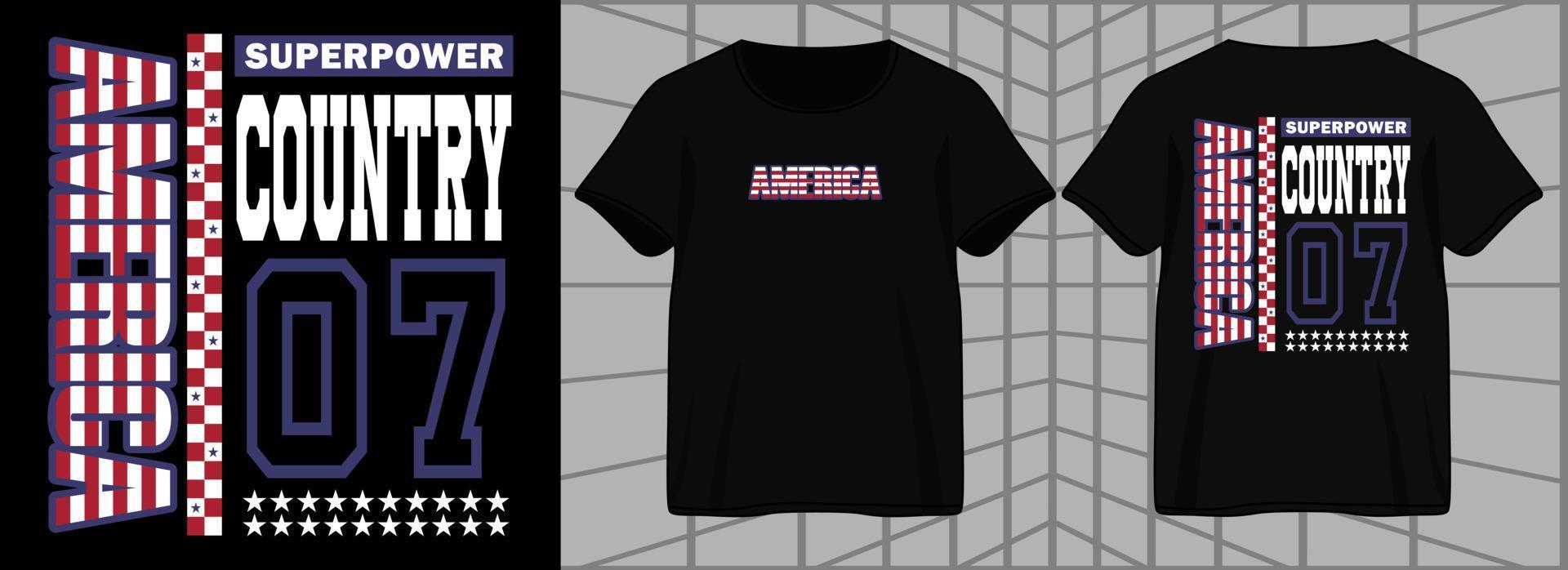 design gráfico para camiseta, com texto america country, para street wear, moda vintage e estilo urbano vetor