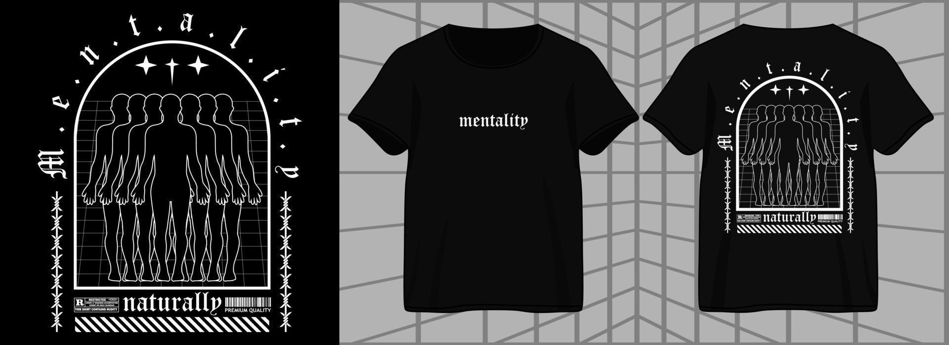 mentalidade estética design gráfico para camiseta streetwear e estilo urbano vetor