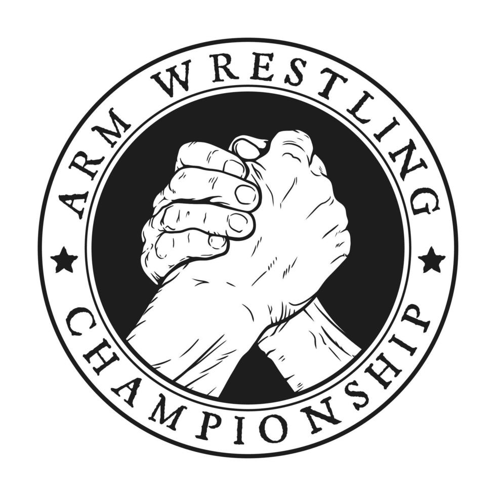 logotipo de vetor de campeonato de queda de braço em fundo branco