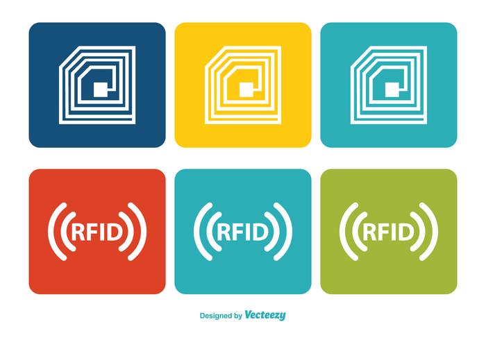 Conjunto de ícones RFID colorido vetor