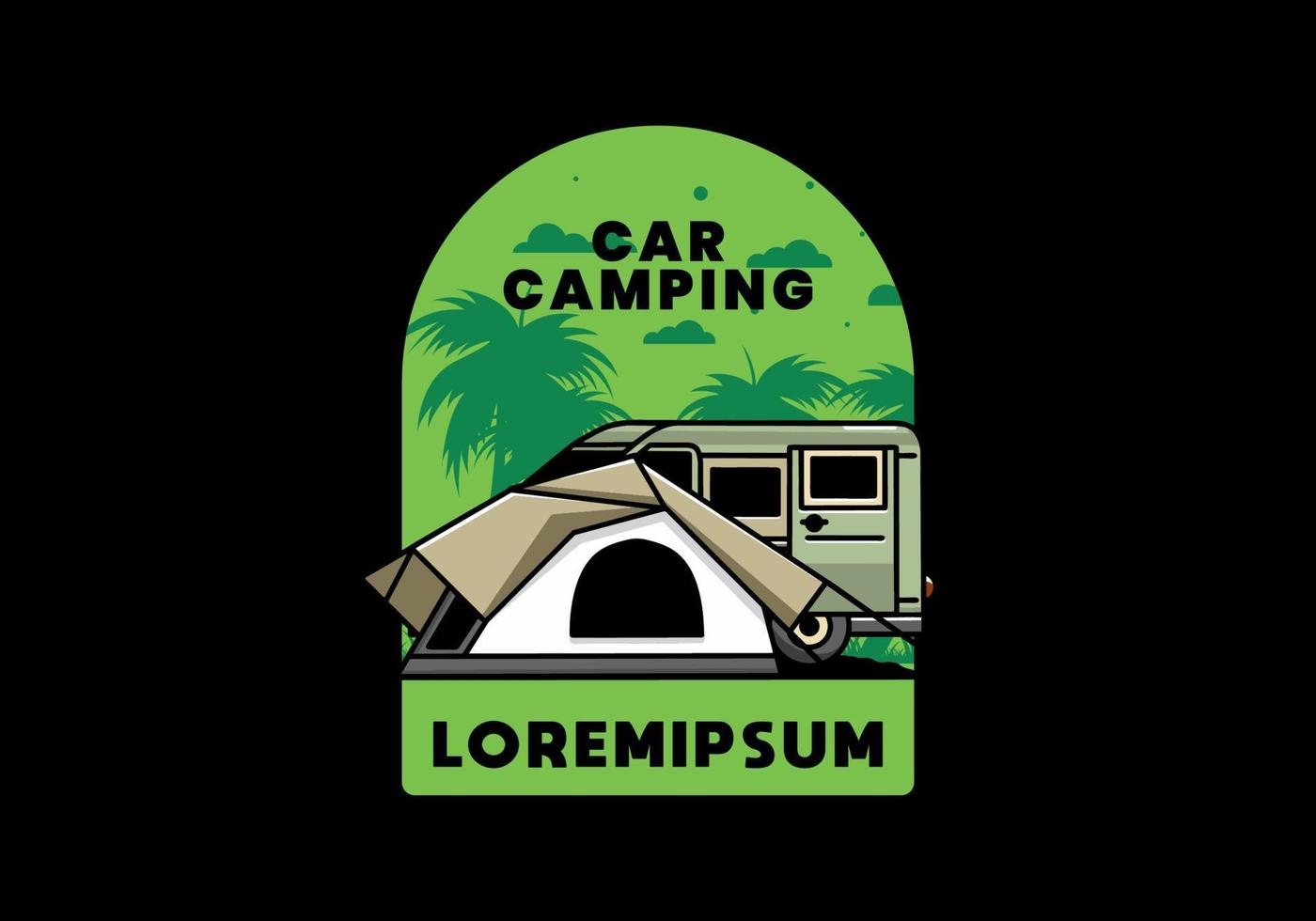 carro de van e design de ilustração de barraca de acampamento vetor