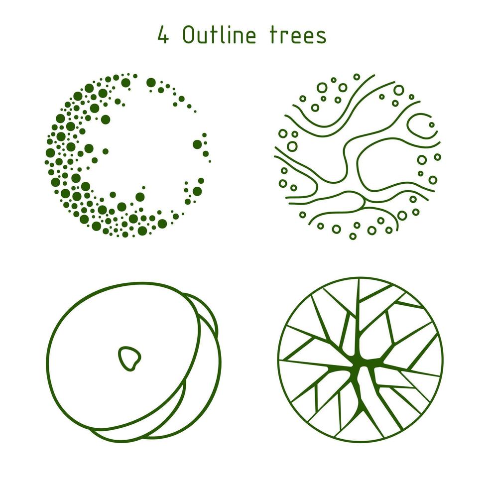 árvores para o plano diretor. plantas de árvores para plantas arquitetônicas ou projetos paisagísticos. vetor