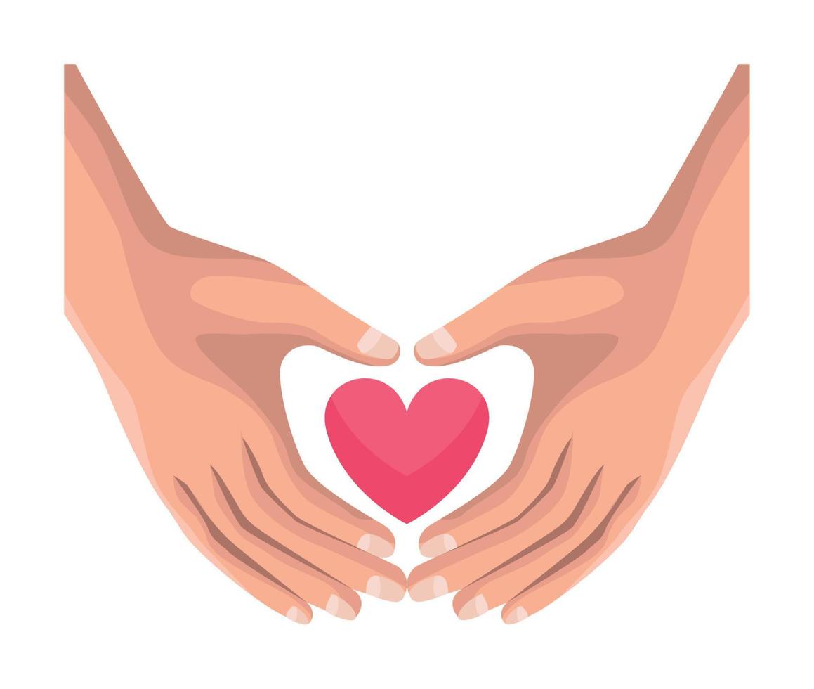 mãos solidárias protegendo o ícone do coração vetor