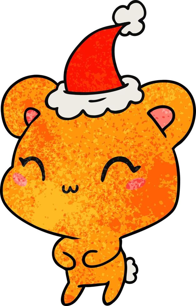 desenho de natal texturizado de urso kawaii vetor