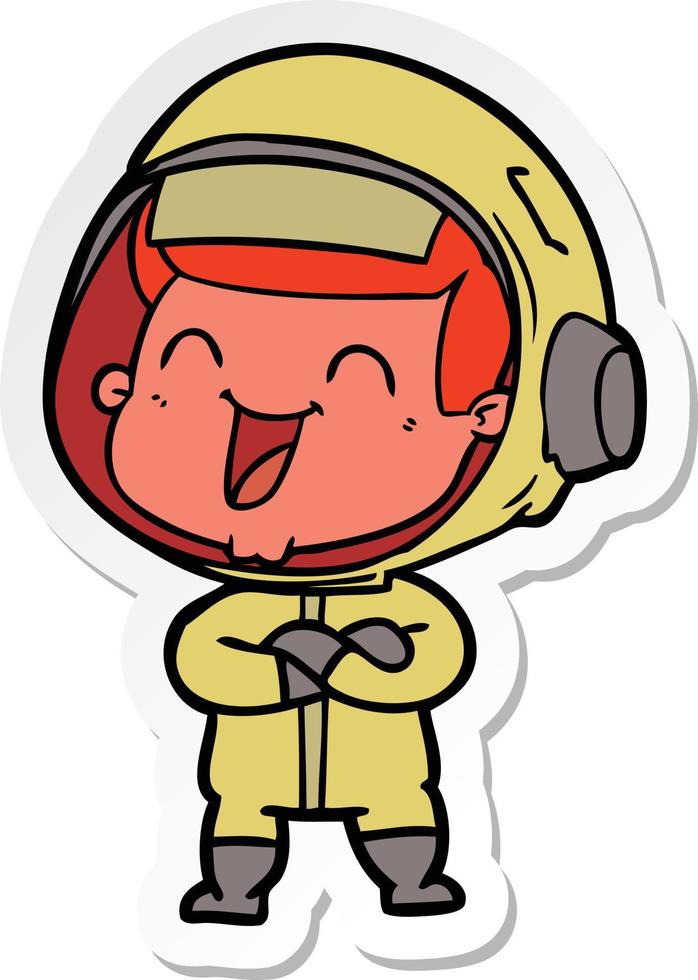 adesivo de um astronauta de desenho animado feliz vetor