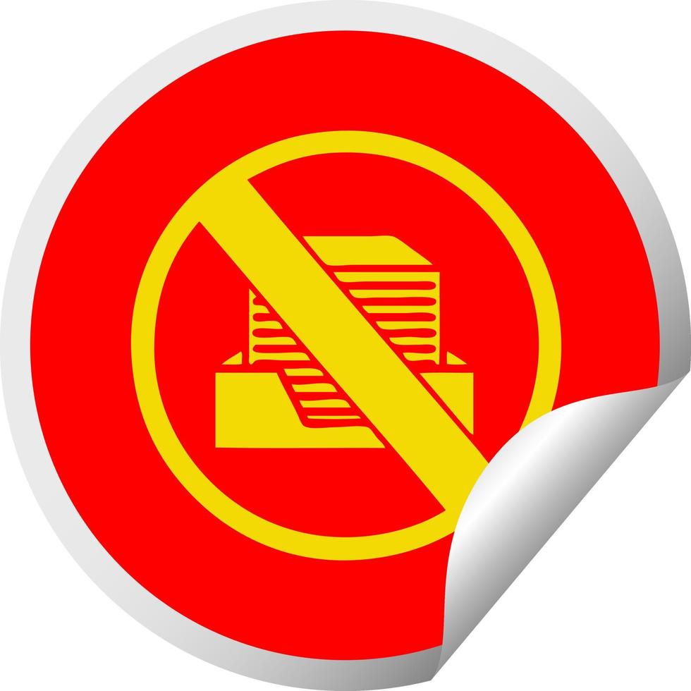 símbolo de escritório sem papel de desenho animado adesivo de descascamento circular vetor