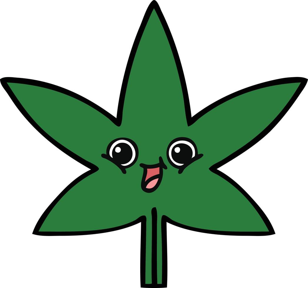 folha de maconha bonito dos desenhos animados vetor