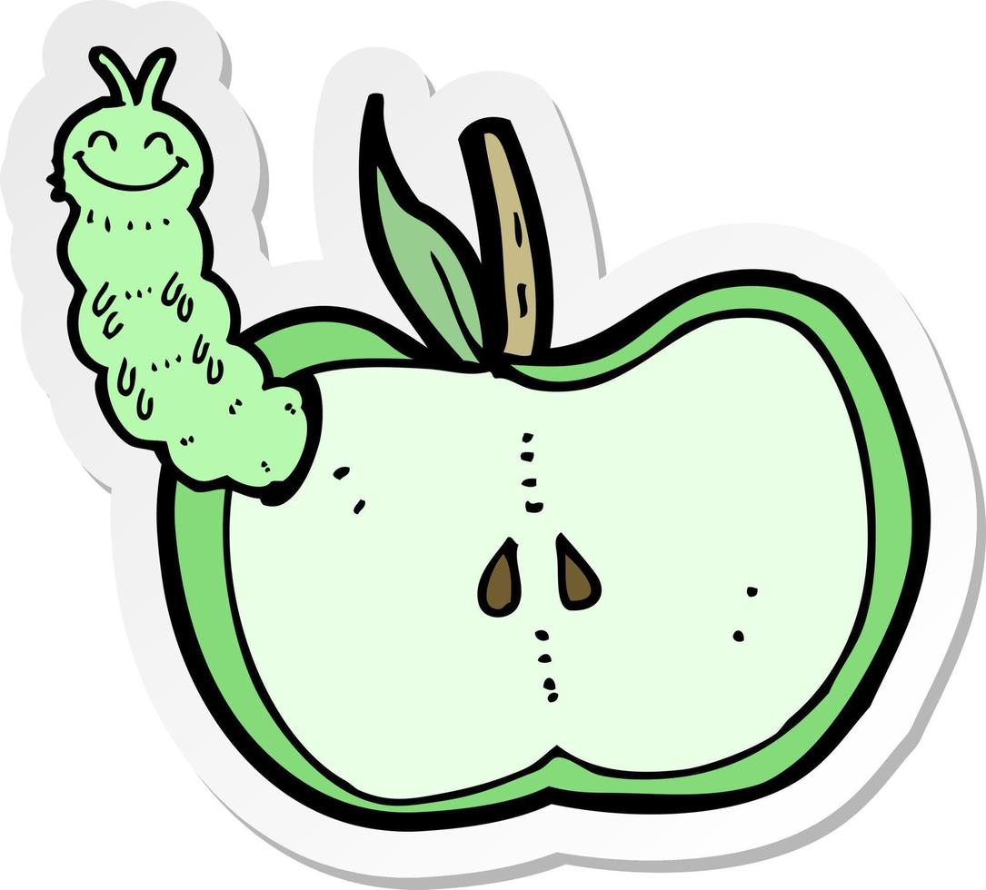adesivo de uma maçã de desenho animado com bug vetor