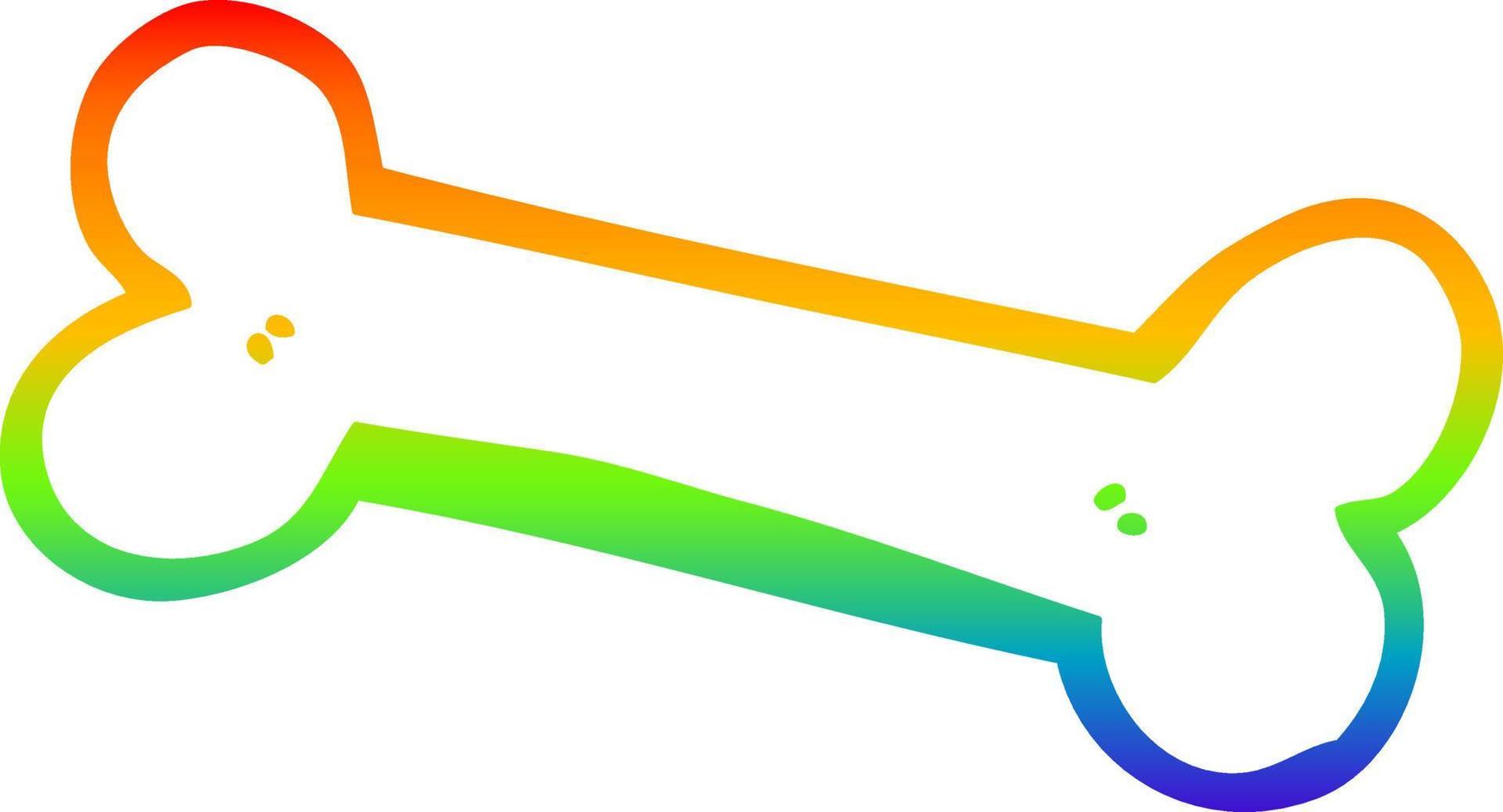 osso de desenho de desenho de linha de gradiente de arco-íris vetor