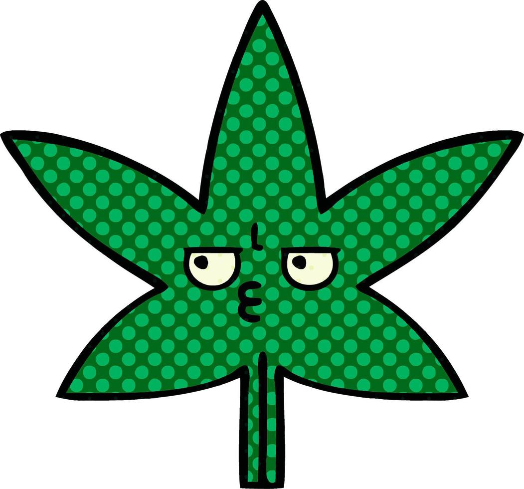 folha de maconha de desenho animado estilo quadrinhos vetor