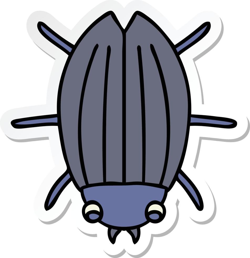 adesivo de um besouro de desenho animado desenhado à mão peculiar vetor